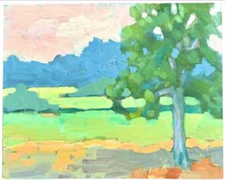 Original Acrylic Painting On Canvas - Tree At Dennison Homestead, 2018 - Signed By Local Artist, Britt Bair
