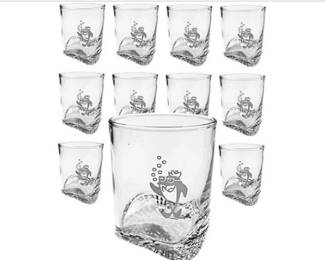 Vintage Etched Rocks Glasses Featuring StarKist Charlie The Tuna