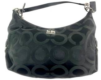 Coach Black Op Art Sateen Hobo Shoulder Bag
