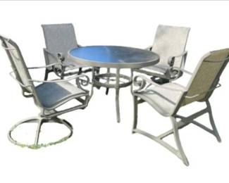 5 Piece All Weather Metal Dining Patio Set With 2 Swivel Chairs