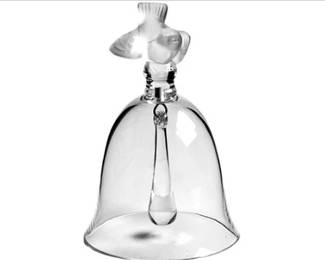 Lalique Crystal Bell - Table Bells Sparrow Bird - France Signed 5.75" Tall