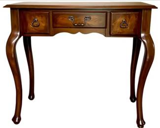 Queen Anne Style Walnut Console With Three Drawers & Cabriole Legs