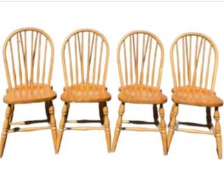 Vintage Solid Wood Windsor Style Spindle Back Chairs
