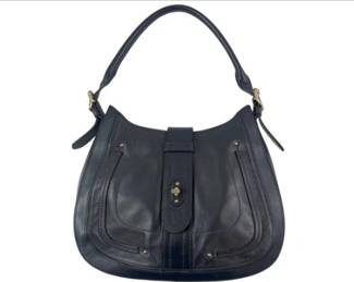 Brooks Brothers Black Leather Bag With Gold Tone Hardware