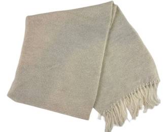 New Alpaca Yarn Scarf Off White With Fringe