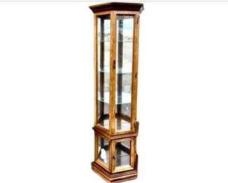 Vintage Pulaski Solid Oak Corner Curio Cabinet