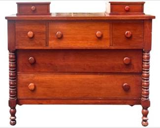 Mid 19th Century Colonial Cherry Chest With Barley Twist Columns With Attachable Mirror