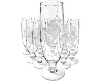 Vintage Etched Pilsner Glasses Featuring StarKist Charlie The Tuna