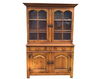 American Traditional Solid Pine China Cabinet Hutch