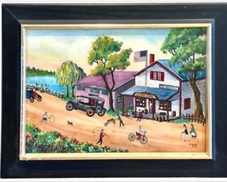 Reverse Painting On Glass - Webb Store & Post Office