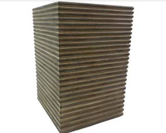 Light Brown Ribbed Wood Waste Basket