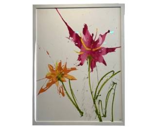 Red And Orange Abstract Flowers Original Watercolor