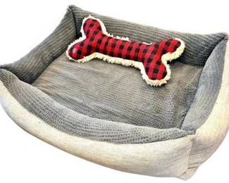 Dog Bed And Plush Dog Bone