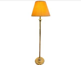 Traditional Brass Floor Lamp With Pleated Empire Shade