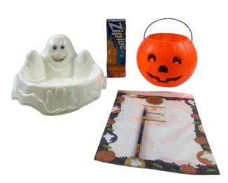 Foam Plastic Halloween Pumpkin Pail, Ghost Bowl, Halloween Treat Bags And Stationery