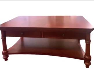 Traditional Rectangular Wooden Coffee Table with Lower Shelf