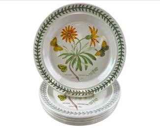 Portmeirion 6 "The Botanic Garden" Circa 1818 Dinner Plates - Assorted Designs, Well Used