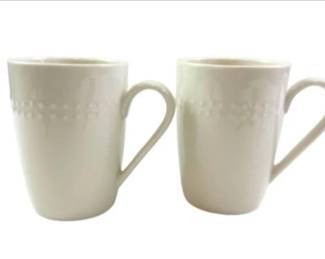 Pair Of White Porcelain Mugs By Fortessa