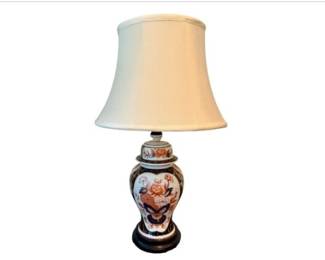 Painted Ceramic Lamp With Silk Shade