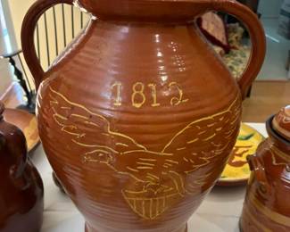 Redware 1812 jar by Chris Woods, $300