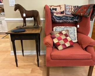 Wingback chair, side table
