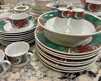 48 piece Gibson Designs Marble Holly dishes, $125