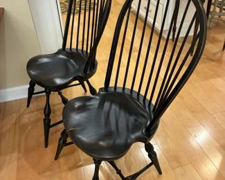 Black Windsor style side chairs, $80 each
