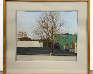 Lot 1690 D. Shevlino Pastel Paining Framed under Glass. City landscape.