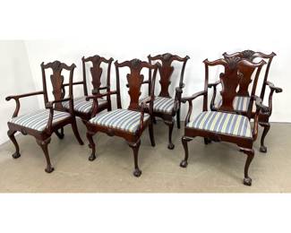 Lot 1527 Set 6 Ball and Claw Chippendale style Solid Mahogany Armchairs with Carved Shells and Ball and Claw