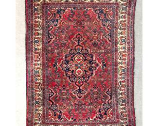 Lot 2076 4 3 X 6 9 Hand knotted Persian Hamadan village rug with central medallion and Herati floral motifs