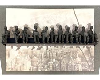 Lot 1496 Lou Michaels Mixed Media Wall Sculpture Art. Iron, Composition, And Print on Canvas. LUNCHTIME ATOP