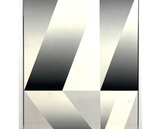 Lot 1648 Michael Lasuchin Watercolor Painting Cigam. Geometric Abstract Grayscale Composition. Op Art