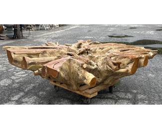 Lot 1427 Extremely Large Handcrafted Natural Teak Root Coffee Table. Very heavy. No Glass.