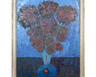 Lot 1495 Clement Trofimenko Expressionist Still Life Oil on Board Painting 1974. Signed.