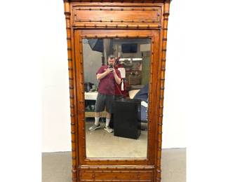 Lot 1766 Late 19th Century Aesthetic Movement Faux Bamboo Pine Mirrored Armoire Wardrobe Cabinet with adjusta