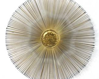 Lot 1632 Large Signed Brutalist Sunburst Torch Cut Metal Wall Sculpture.