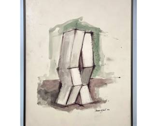 Lot 1573 Gerald DiGiusto 74 Ink and Watercolor Drawing Geometric Abstraction. Study for sculpture. Signed