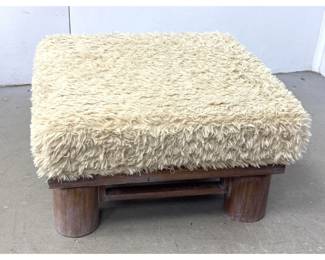 Lot 1505 Large Designer Ottoman Foot Stools. Karl Springer Style. Thick wood column legs.