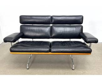 Lot 1400 Herman Miller Charles and Ray Eames Intermediate 2 Seat Sofa Model ES110 in Black Leather and sculpt
