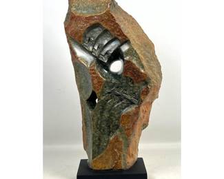 Lot 1638 Patterson Madala Zimbabwean Shona Abstract Stone Sculpture. Two Toned Serpentine Stone with Polished