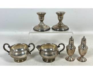 Lot 1806 6pc Assortment of Sterling Silver Weighted Hollowware and Table Accessories Including Fisher and F.B