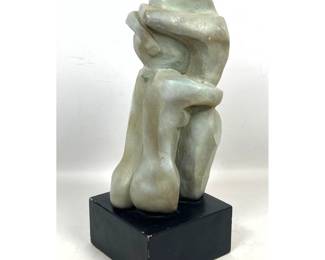 Lot 1663 A ROSS 1968 Figural Modernist Sculpture. Painted Plaster form of two people embracing. Signed and da