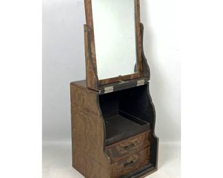 Lot 1756 Japanese Kyodai Portable Vanity Box with Tilting Mirror and Sen Wood Grain