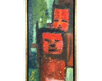 Lot 1578 Artist Signed and dated 67 Impasto abstract portrait painting on board. Signed.
