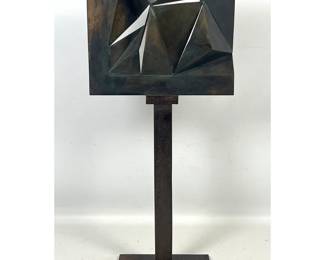 Lot 1564 Gerald DiGiusto Patinated Bronze Sculpture Triangolar Totem 1. Signed and dated 1981. Geometric abst