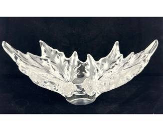 Lot 1916 Large Lalique Champs Elysees Frosted and Clear Crystal Maple Leaf Centerpiece Bowl Signed Lalique Fr