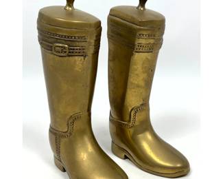 Lot 1907 Pair Cast Brass Boot Form Bookends.
