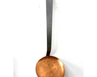 Lot 1467 Giant Curtis Jere Copper and Steel Strainer Kitchen Utensil Wall Sculpture. Signed and dated 1979.