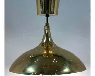 Lot 1591 Vintage Mid Century Lightolier Retractable Perforated Brass Pendant Lamp attributed to Paavo Tynell