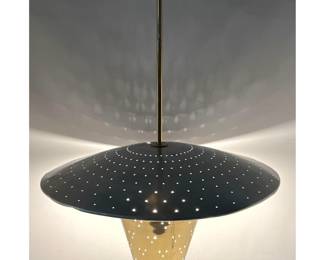 Lot 1520 Modernist Perforated Ceiling Pendant Chandelier. Tynell style.